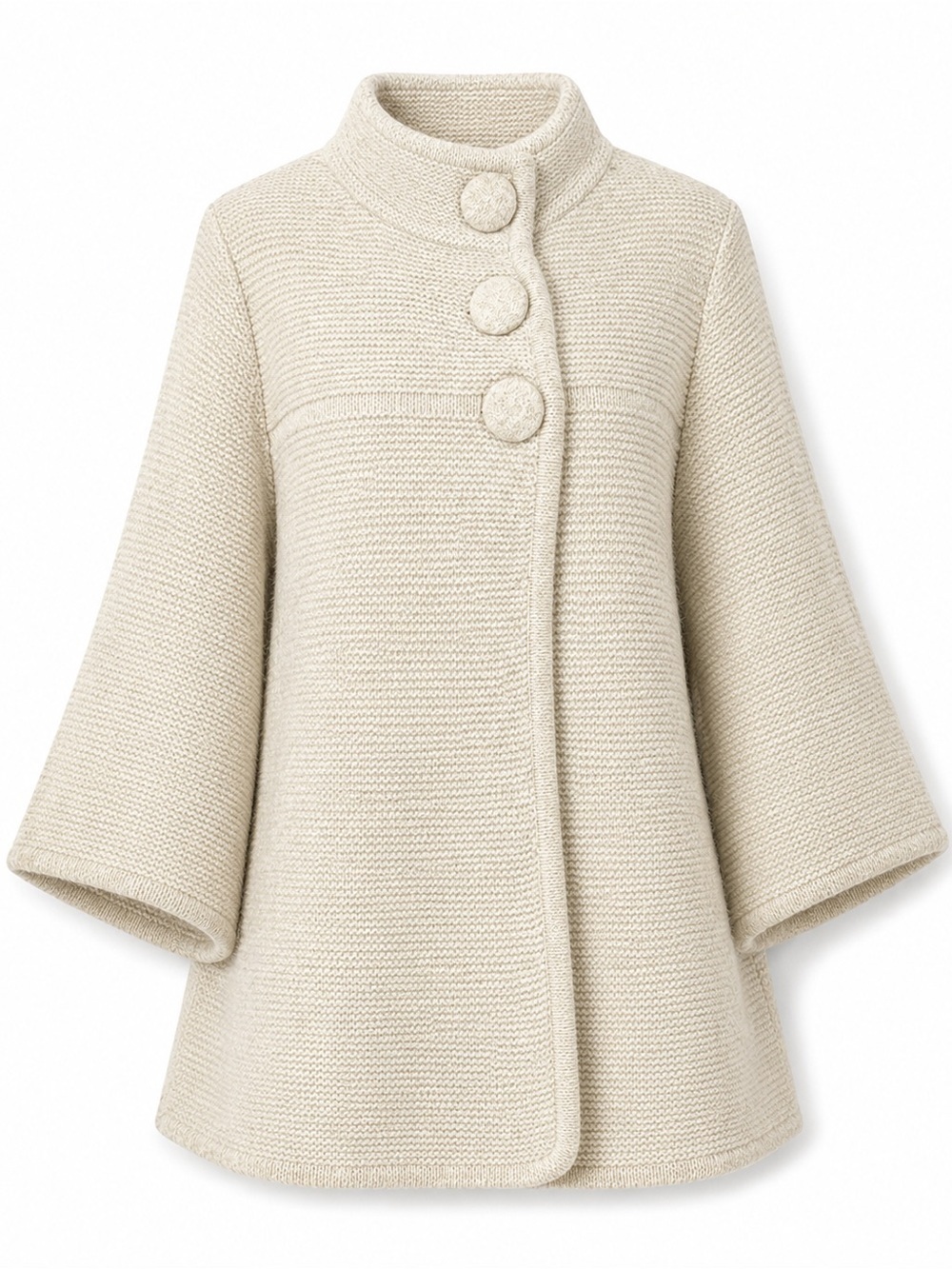 Women's Cream Knit Button-Front Coat - Picture 2 of 4